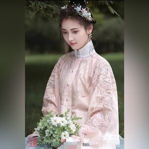 Chinese hanfu lace vertical collar pipa sleeves top 采薇